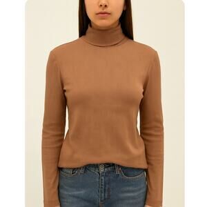 Tahari Tan Turtleneck Small NWT Stretch Modal Fabric work office casual